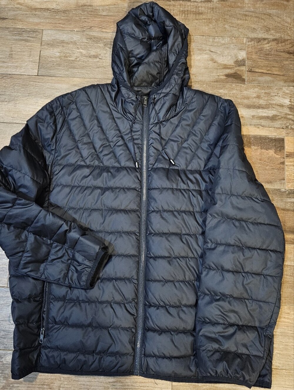 Men's Black Hooded Quilted Puffer Jacket